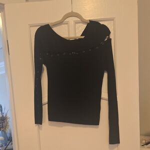 Anthropologie Black Ribbed Sweater